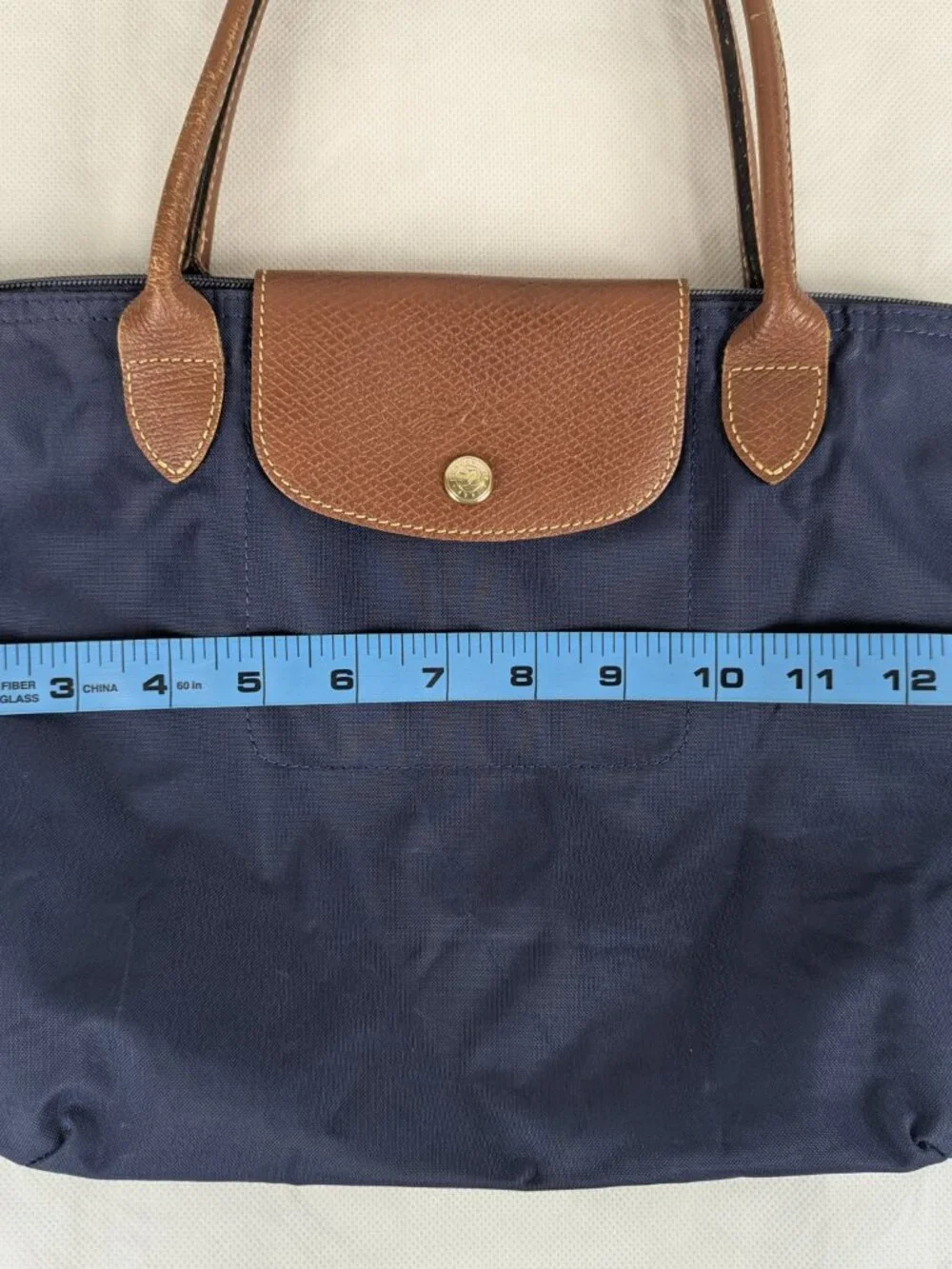 Longchamp Le Pliage Nylon Leather Shoulder Bag Blue | Used | Fast Shipping - Picture 11 of 13